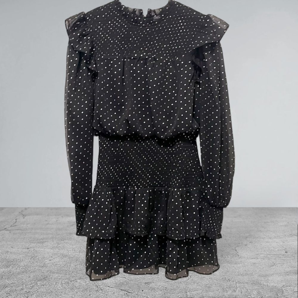 TALULAH Black and White Polka Dot Mini Dress